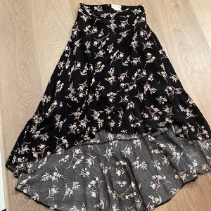 Floral High Low Skirt - Black and Gray